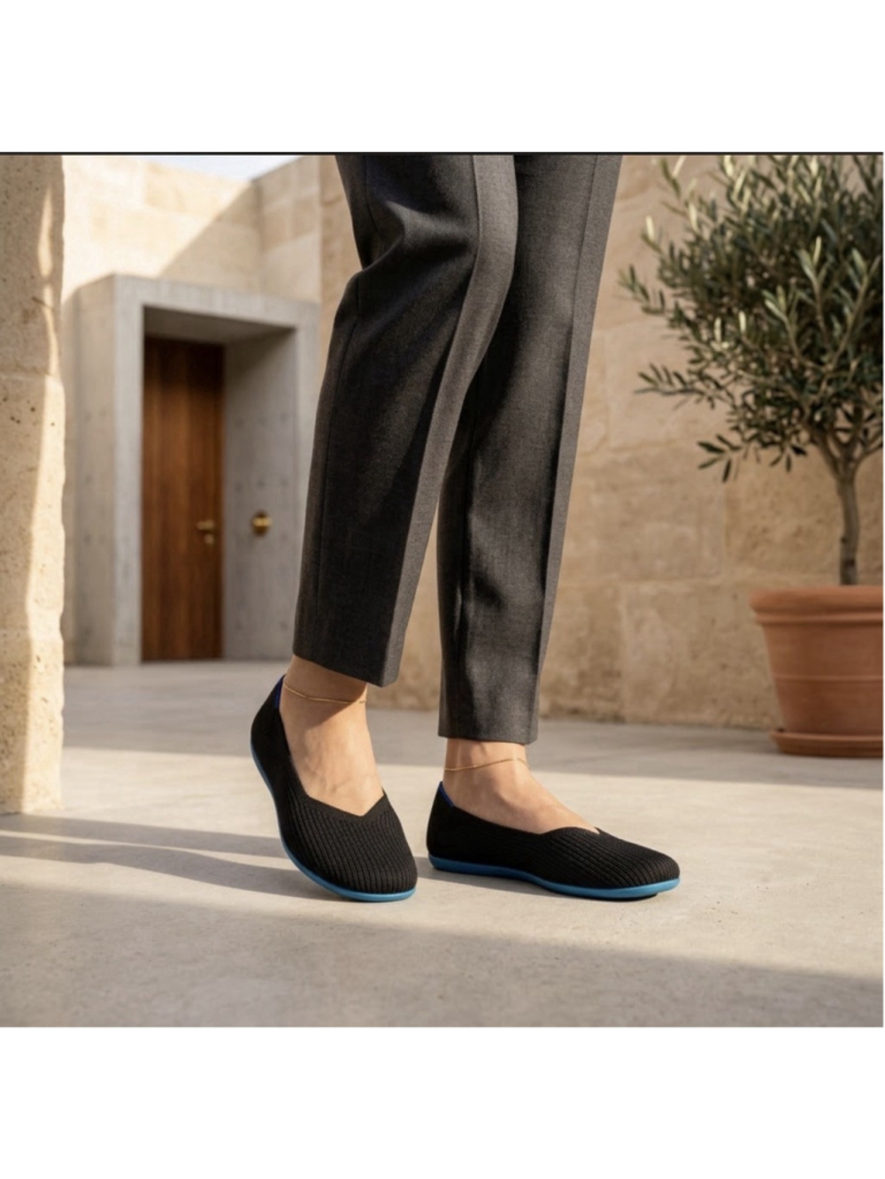 Vivaia Margot 2.0 Square Toe V Cut Washable Flats Black Size 40 US 9